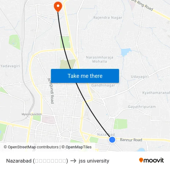 Nazarabad (ನಜರಾಬಾದ್) to jss university map