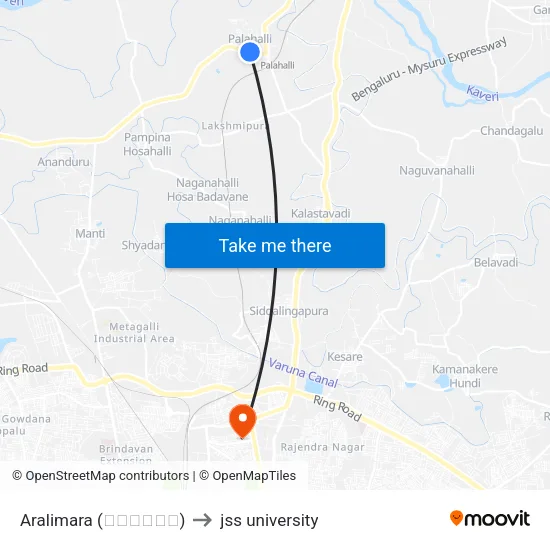 Aralimara (ಅರಳೀಮರ) to jss university map