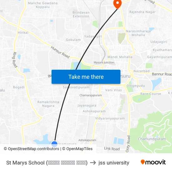 St Marys School (ಸೆಂಟ್ ಮೇರೀಸ್ ಶಾಲೆ) to jss university map