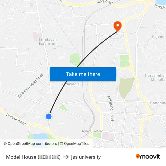 Model House (ಮಾಡಲ್ ಮನೆ) to jss university map