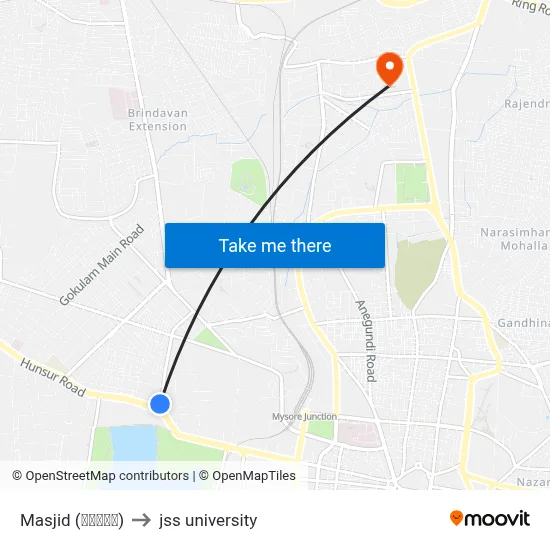 Masjid (ಮಸೀದಿ) to jss university map