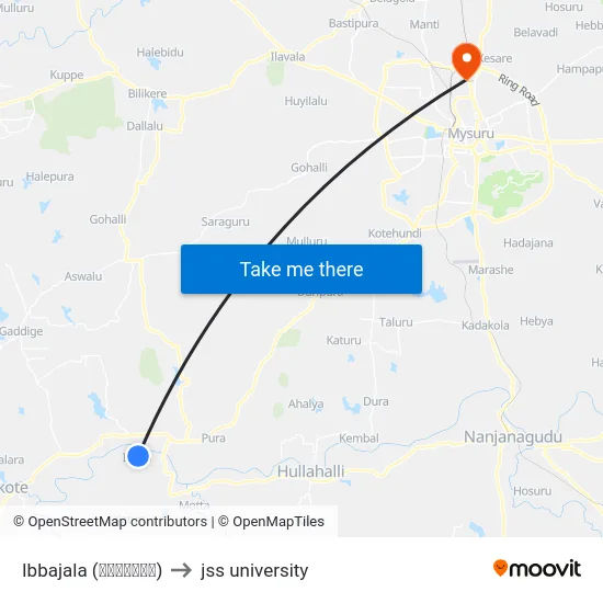 Ibbajala (ಇಬ್ಬಜಾಲ) to jss university map