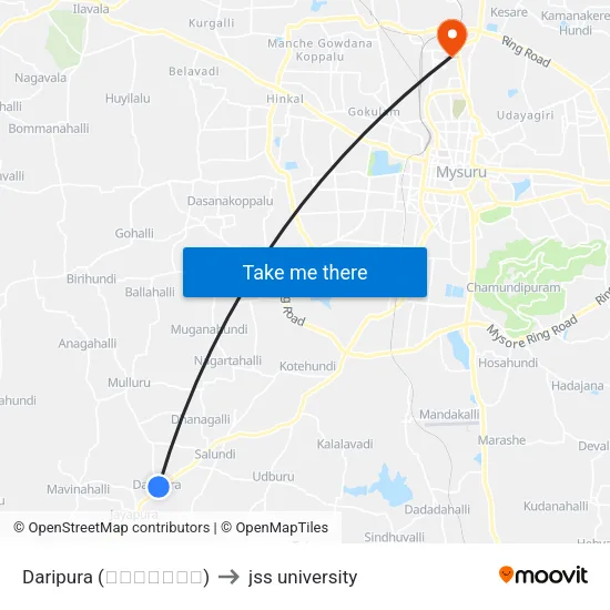 Daripura (ದಾರಿಪುರ) to jss university map