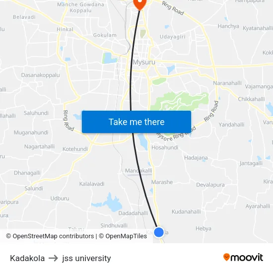 Kadakola to jss university map