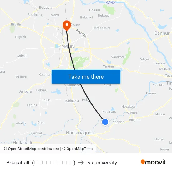 Bokkahalli (ಬೊಕ್ಕಹಳ್ಳಿ) to jss university map