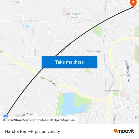 Harsha Bar to jss university map