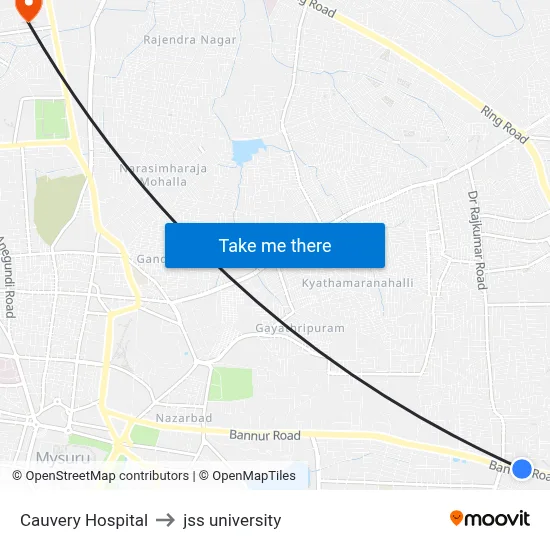 Cauvery Hospital to jss university map