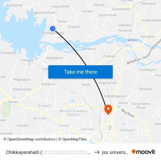 Chikkayarahalli (ಚಿಕ್ಕಯ್ಯರಹಳ್ಳಿ) to jss university map