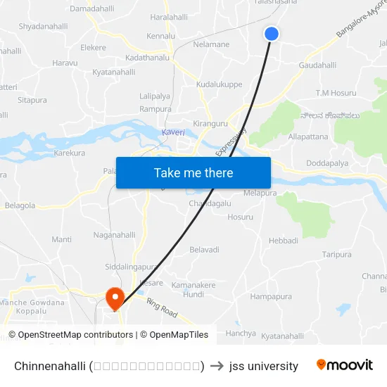 Chinnenahalli (ಚಿನ್ನೇನಹಳ್ಳಿ) to jss university map