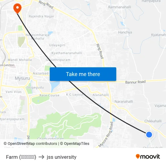 Farm (ಫಾರ್ಮ್‌) to jss university map