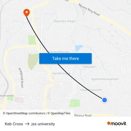 Keb Cross to jss university map
