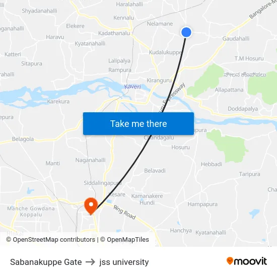 Sabanakuppe Gate to jss university map