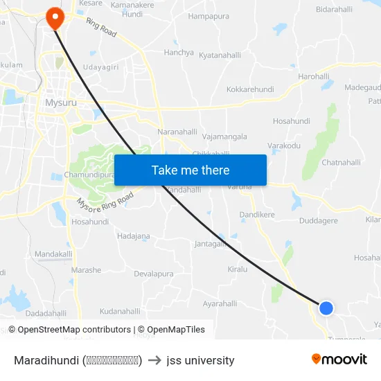 Maradihundi (ಮರಾದಿಹುಂಡಿ) to jss university map