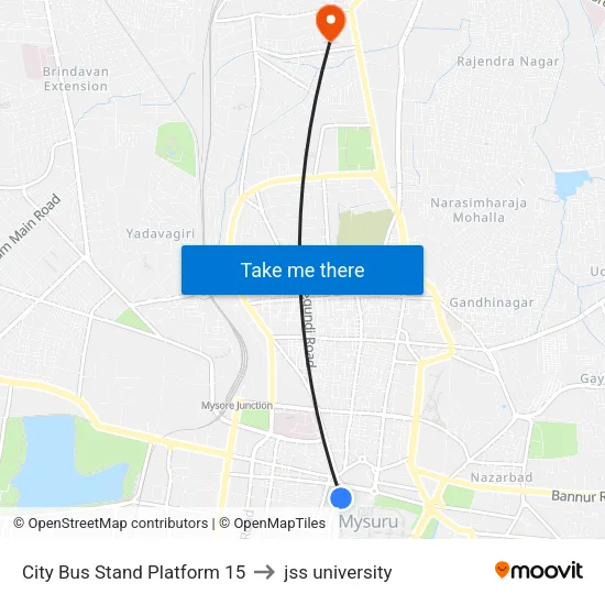 City Bus Stand Platform 15 to jss university map