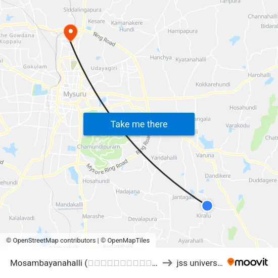 Mosambayanahalli (ಮೋಸಂಬಯನಹಳ್ಳಿ) to jss university map