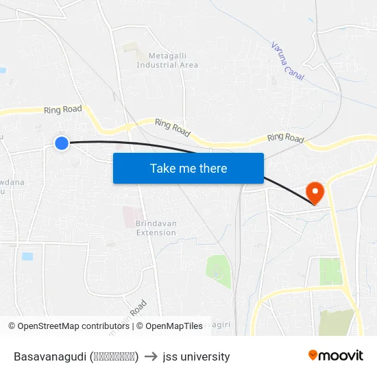 Basavanagudi (ಬಸವನಗುಡಿ) to jss university map