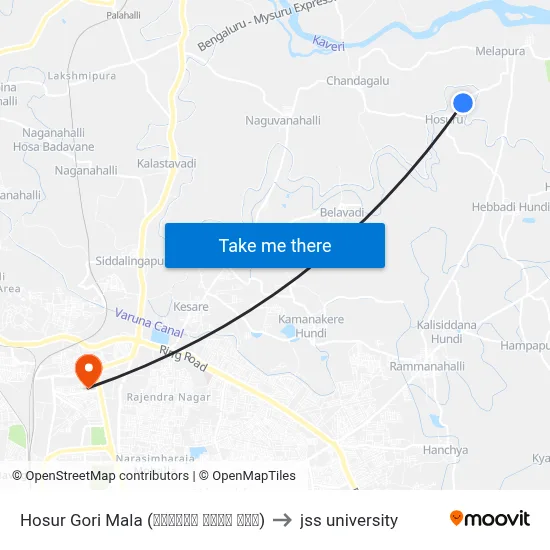 Hosur Gori Mala (ಹೊಸೂರು ಗೋರಿ ಮಾಲ) to jss university map