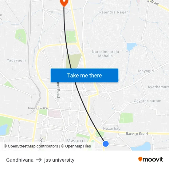 Gandhivana to jss university map