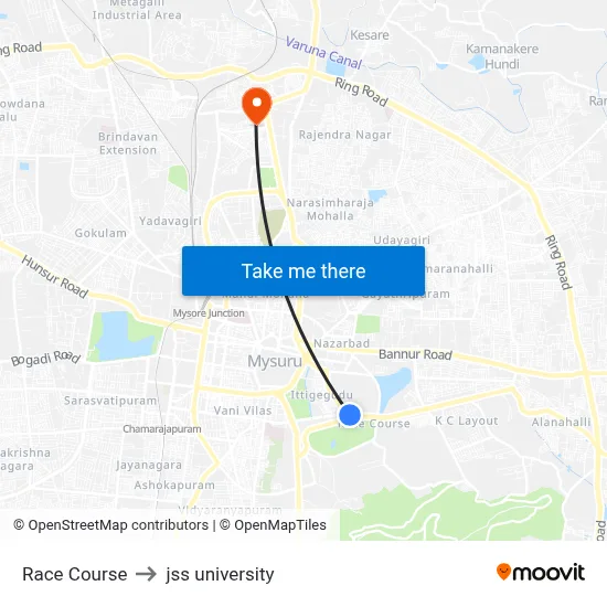 Race Course to jss university map