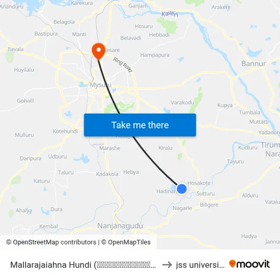 Mallarajaiahna Hundi (ಮಲ್ಲರಾಜಯ್ಯನಹುಂಡಿ) to jss university map