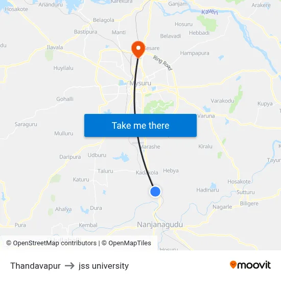 Thandavapur to jss university map