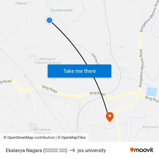 Ekalavya Nagara (ಏಕಲವ್ಯ ನಗರ) to jss university map