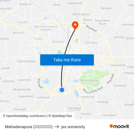 Mahadevapura (ಮಹಾದೇವಪುರ) to jss university map