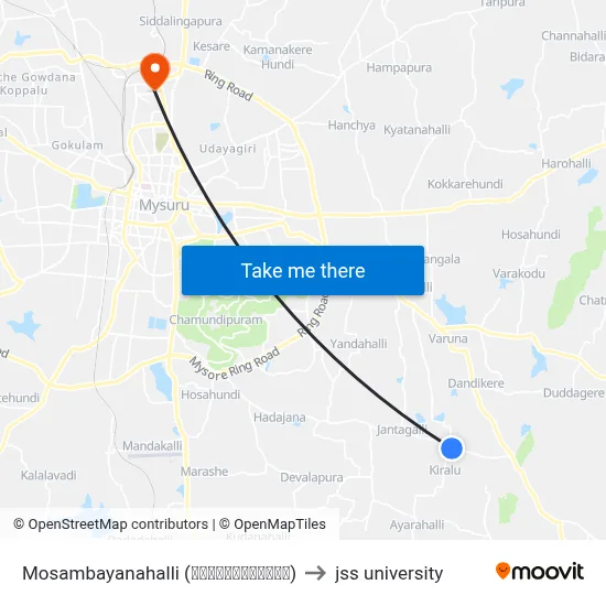 Mosambayanahalli (ಮೋಸಂಬಯನಹಳ್ಳಿ) to jss university map