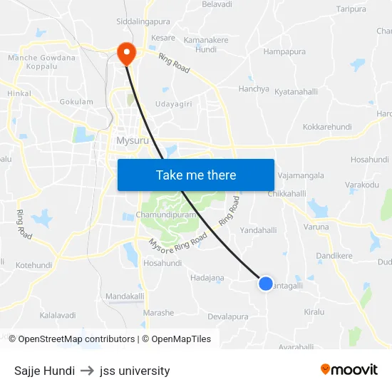 Sajje Hundi to jss university map