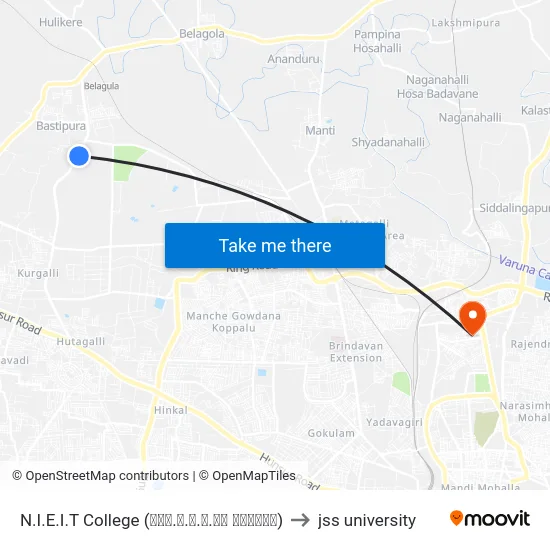 N.I.E.I.T College (ಎನ್.ಐ.ಇ.ಐ.ಟಿ ಕಾಲೇಜು) to jss university map
