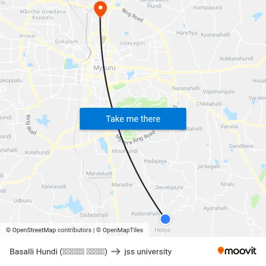 Basalli Hundi (ಬಸಳ್ಳಿ ಹುಂಡಿ) to jss university map