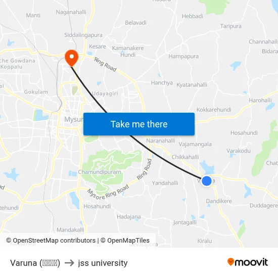 Varuna (ವರುಣ) to jss university map