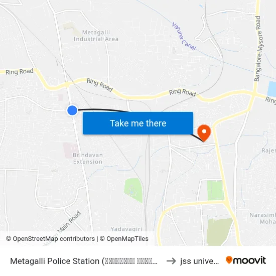 Metagalli Police Station (ಮೆಟಗಳ್ಳಿ ಪೋಲೀಸ್ ಸ್ಟೇಷನ್) to jss university map
