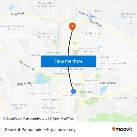 Sanskrit Pathashale to jss university map