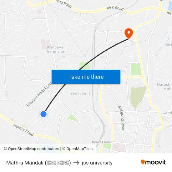Mathru Mandali (ಮಾತೃ ಮಂಡಳಿ) to jss university map