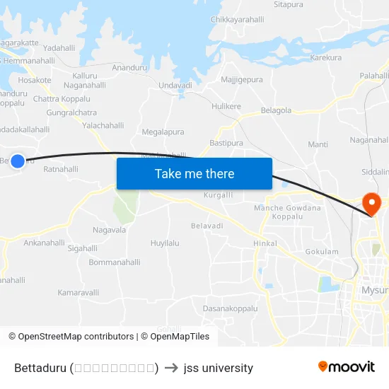Bettaduru (ಬೆಟ್ಟದೂರು) to jss university map