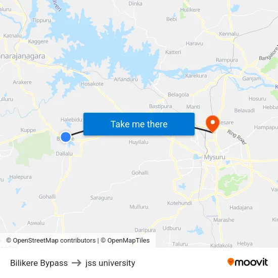 Bilikere Bypass to jss university map