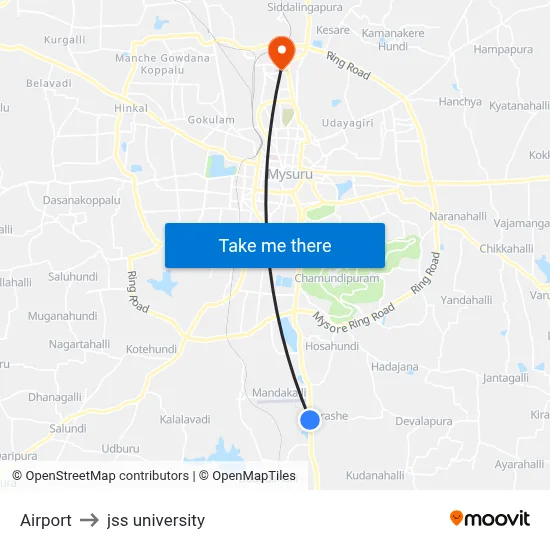 Airport to jss university map