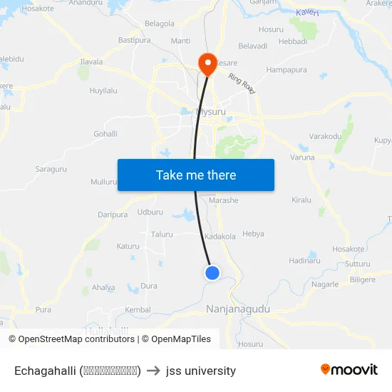 Echagahalli (ಎಚ್ಚಗಹಳ್ಳಿ) to jss university map