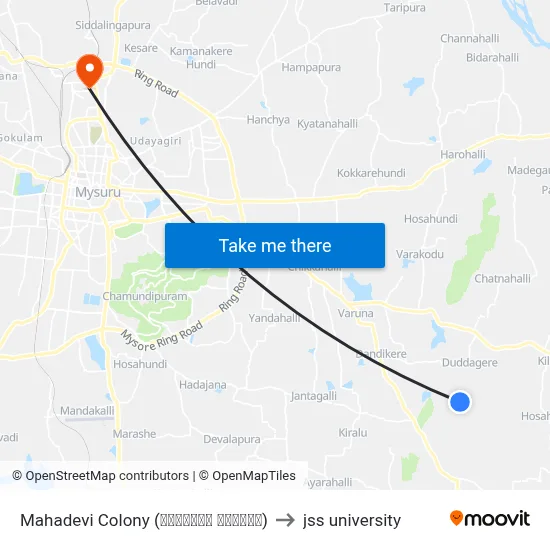 Mahadevi Colony (ಮಹಾದೇವಿ ಕಾಲೋನಿ) to jss university map