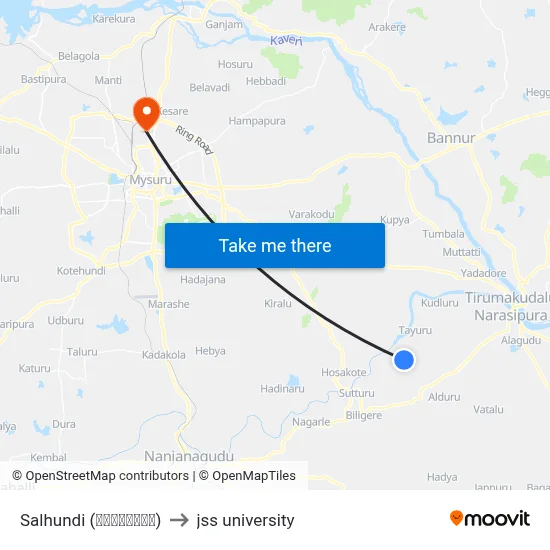 Salhundi (ಸಾಲಹುಂಡಿ) to jss university map