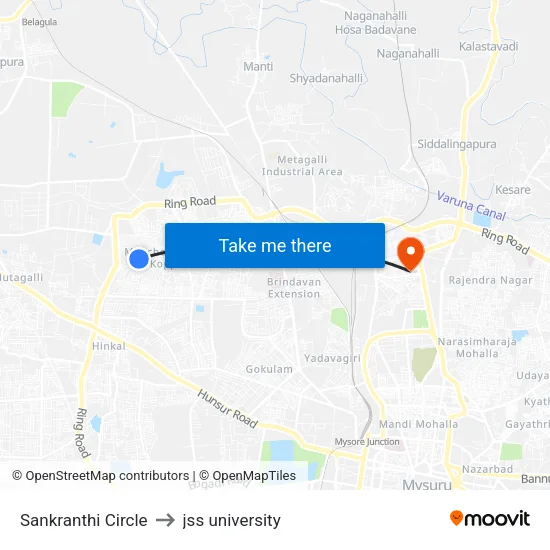 Sankranthi Circle to jss university map