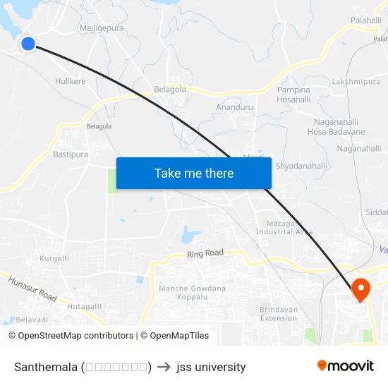 Santhemala (ಸಂತೇಮಾಲ) to jss university map