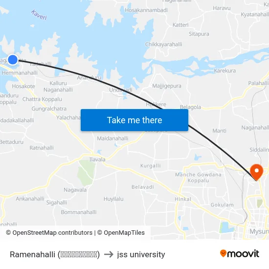 Ramenahalli (ರಾಮೇನಹಳ್ಳಿ) to jss university map