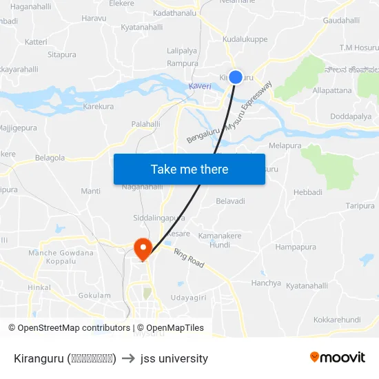 Kiranguru (ಕಿರಂಗೂರು) to jss university map