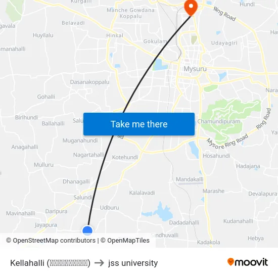Kellahalli (ಕೆಲ್ಲಹಳ್ಳಿ) to jss university map