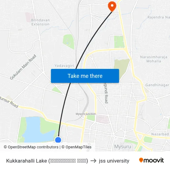 Kukkarahalli Lake (ಕುಕ್ಕರಹಳ್ಳಿ ಕೆರೆ) to jss university map