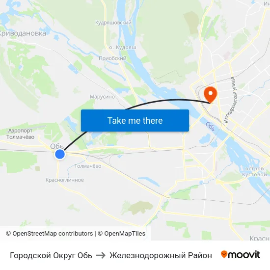 Городской Округ Обь to Железнодорожный Район map