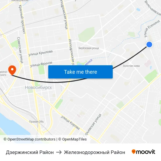 Дзержинский Район to Железнодорожный Район map