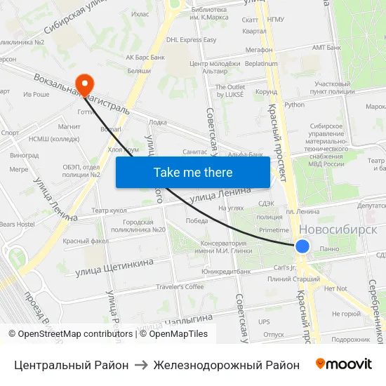 Центральный Район to Железнодорожный Район map